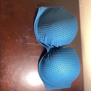 Turquoise green strapless bathing suit top